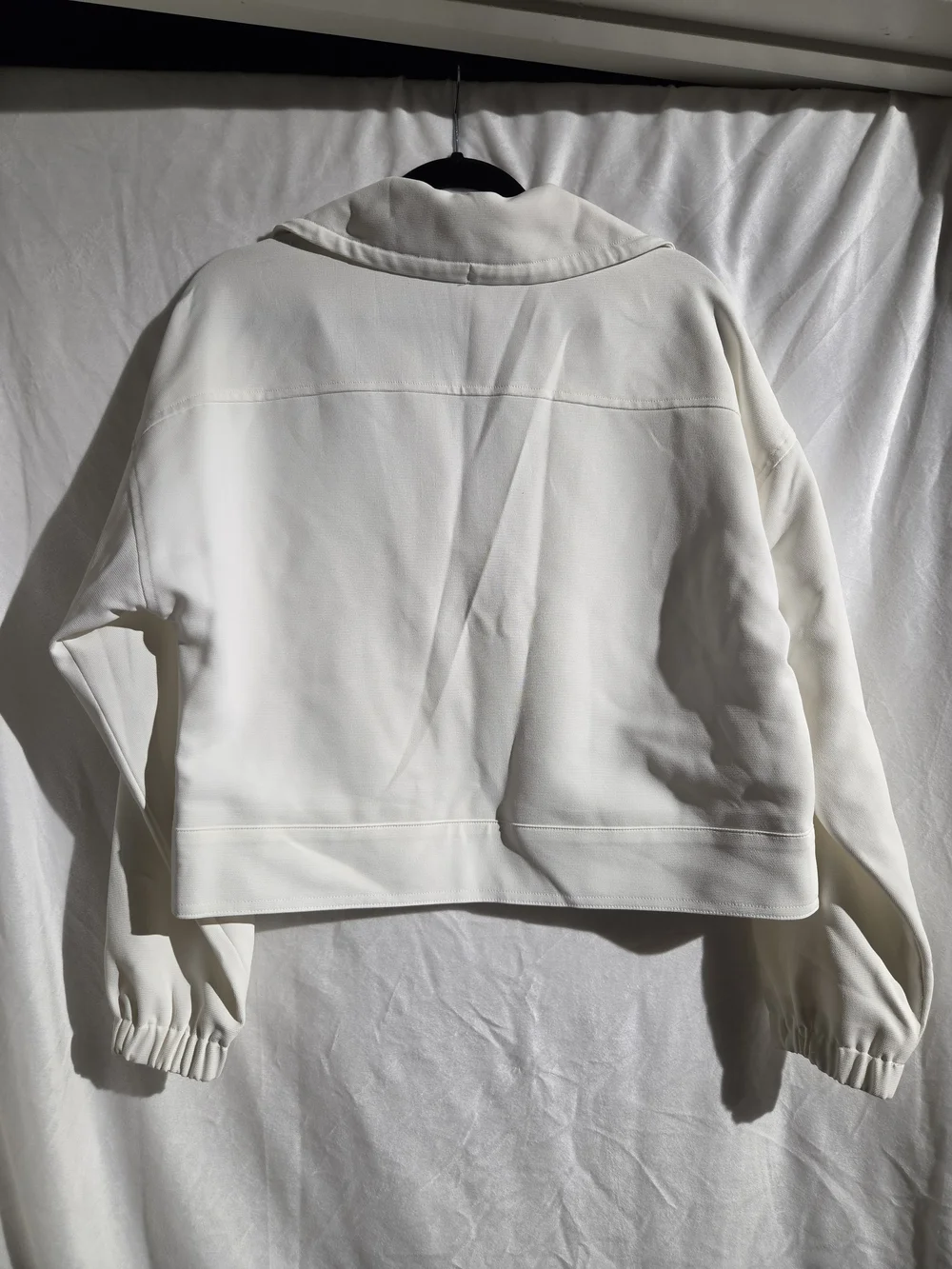 Nine West Cream Zip-Front Bomber Jacket